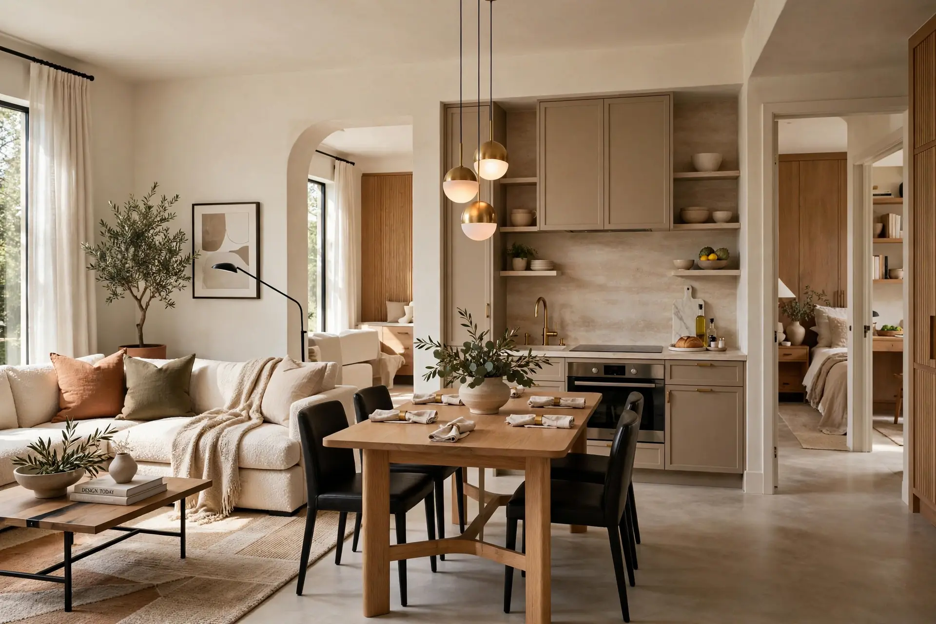 Open-plan living and dining in a 1 kanal house in Lahore